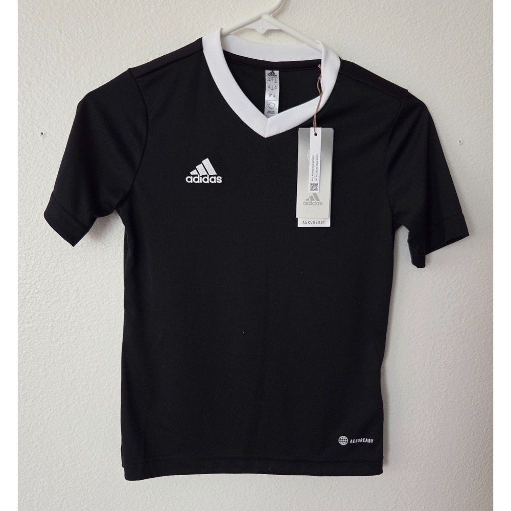 Adidas Entrada 22 Jersey Shirt Black Youth Aeroready Size LARGE H57497 NEW